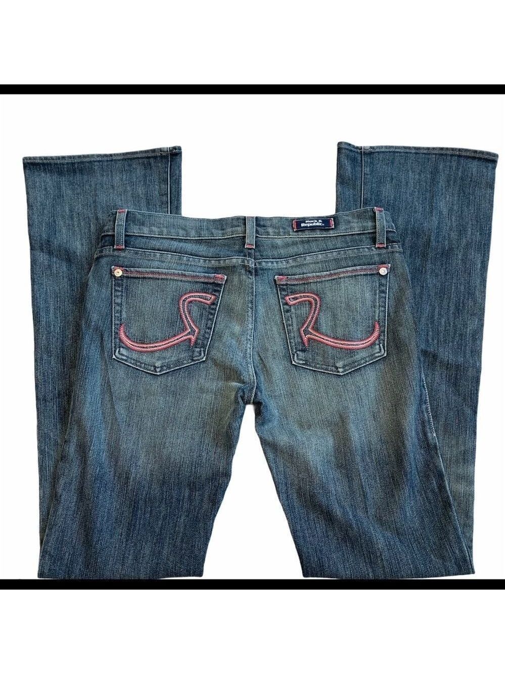 Rok & Republic pink stitching bootcut jeans Sz 30